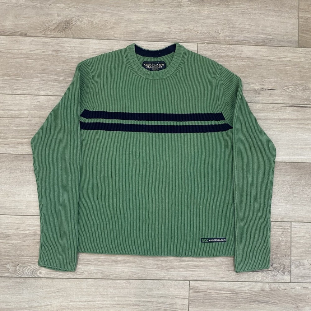 Vintage Abercrombie & Fitch Long Sleeve Ribbed Shirt Men's Size Large Green Y2K